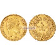 Франция Император Наполеон III 5 франков 1859 год A. Золото.
