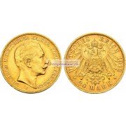 Германская империя Пруссия 20 марок 1912 год  "J".  АЦ. Золото