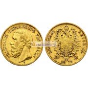 Германская империя Баден 20 марок 1872 год "G" Фридрих. Золото