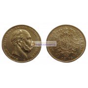 Германская империя Пруссия 10 марок 1873 год "С" Вильгельм I. Золото
