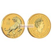 Австралия 25 долларов 2022 "Китайский гороскоп - Год тигра". Золото 9999 1/4 унции