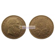 Бельгия 20 франков 1875 год. Король Леопольд II. Золото