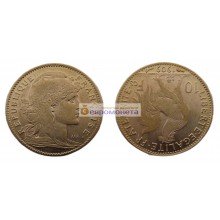 Франция Третья Республика 10 франков 1909 год. Золото