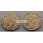 Франция Третья Республика 20 франков 1910 год. Золото.