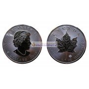 Канада 5 долларов 2016 год Кленовый лист (маленький лист под большим). Серебро. Унция