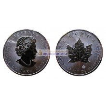 Канада 5 долларов 2016 год Кленовый лист (маленький лист под большим). Серебро. Унция