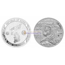 Южная Корея 1 клэй 2022 год Корейский тигр 1oz. Серебро. Унция