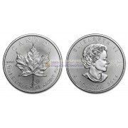 Канада 5 долларов 2015 год Кленовый лист (маленький лист под большим). Серебро. Унция