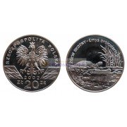 Польша 20 злотых 2002 год Всемирная природа - Болотная черепаха. Серебро, пруф