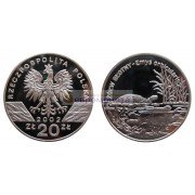 Польша 20 злотых 2002 год Всемирная природа - Болотная черепаха. Серебро, пруф