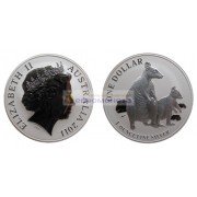 Австралия 1 доллар 2011 год Кенгуру с малышом /матовое поле монеты/. Серебро, пруф