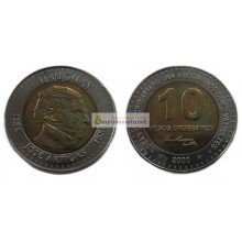 Уругвай 10 песо 2000 год биметалл. АЦ из банковского ролла