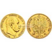 Германская империя Пруссия 10 марок 1873 год "C" Вильгельм I. Золото