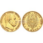 Германская империя Пруссия 10 марок 1877 год "C" Вильгельм I. Золото
