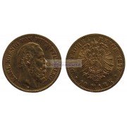 Германская империя Вюртемберг 10 марок 1877 год "F" Карл. Золото