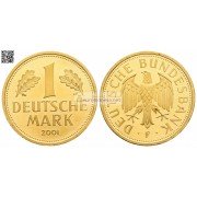 (ФРГ) Федеративная Республика Германия 1 марка 2001 год (F). Выход немецкой марки из обращения. Золото. BU