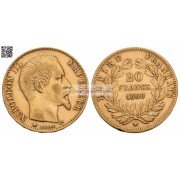 Франция Император Наполеон III 20 франков 1860 год BB Золото.