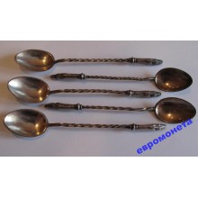 Германия набор чайных ложечек копыта 5 штук серебро 800