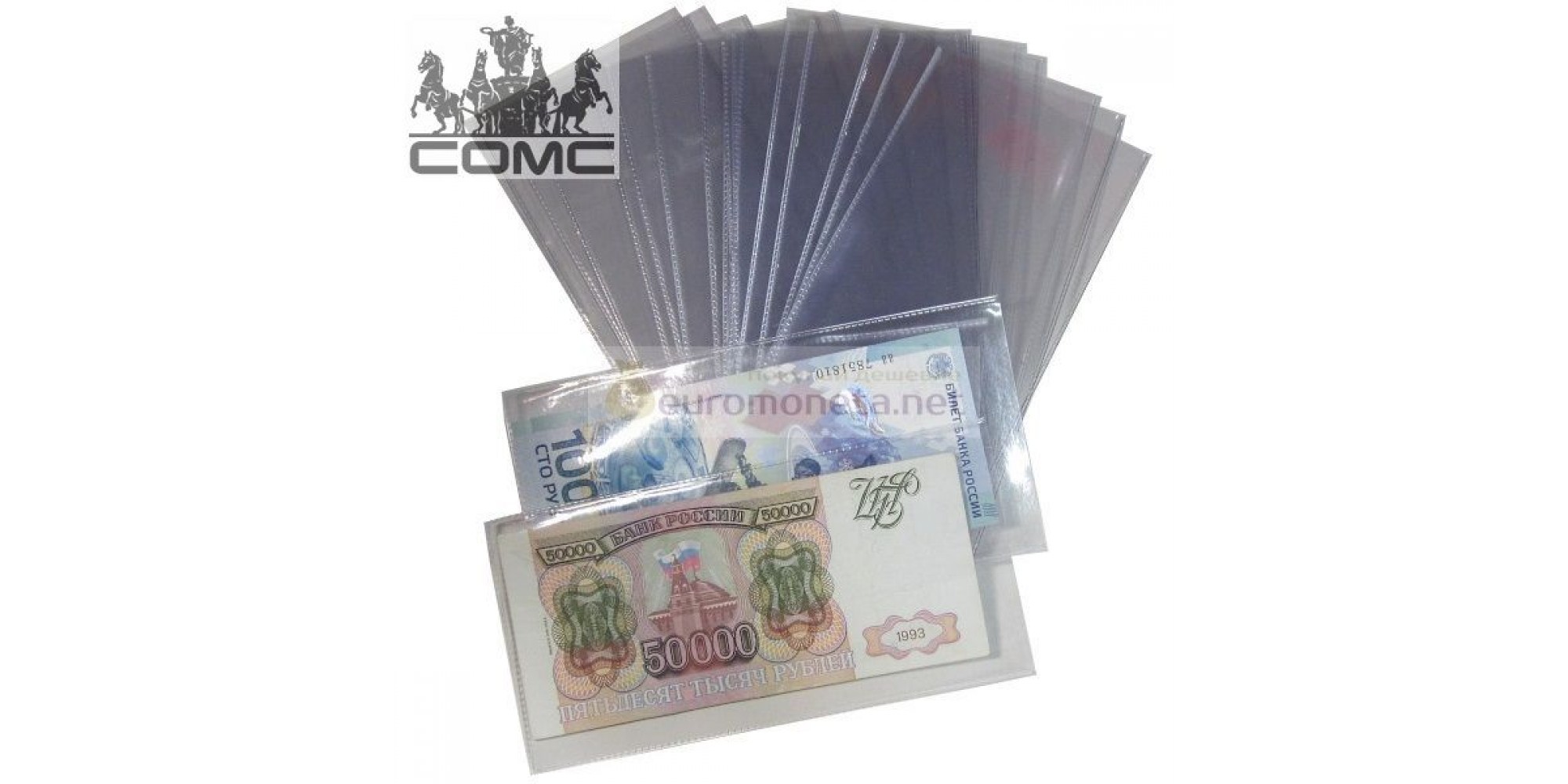 Защитный лист-обложка (холдер) BASIC 165 для банкнот (80х165 мм). Упаковка 10 шт. Россия.