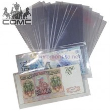Защитный лист-обложка (холдер) BASIC 165 для банкнот (80х165 мм). Упаковка 10 шт. Россия.